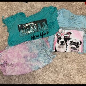 10 lot of justice girls shirts, variety of style size 12